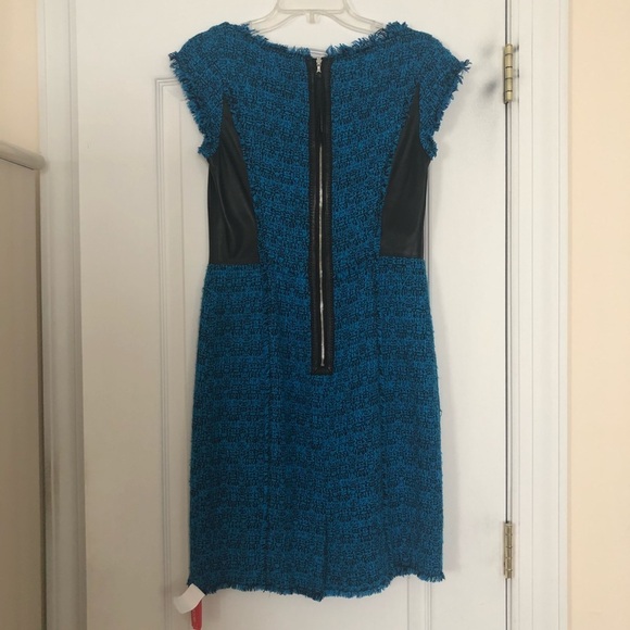 Rebecca Taylor Surf/Black Tweed V Shift Dress NWT - Picture 4 of 5